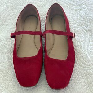 Copper Key Red Suede Mary Jane Flats | Size 10 | Classic Ballet Style